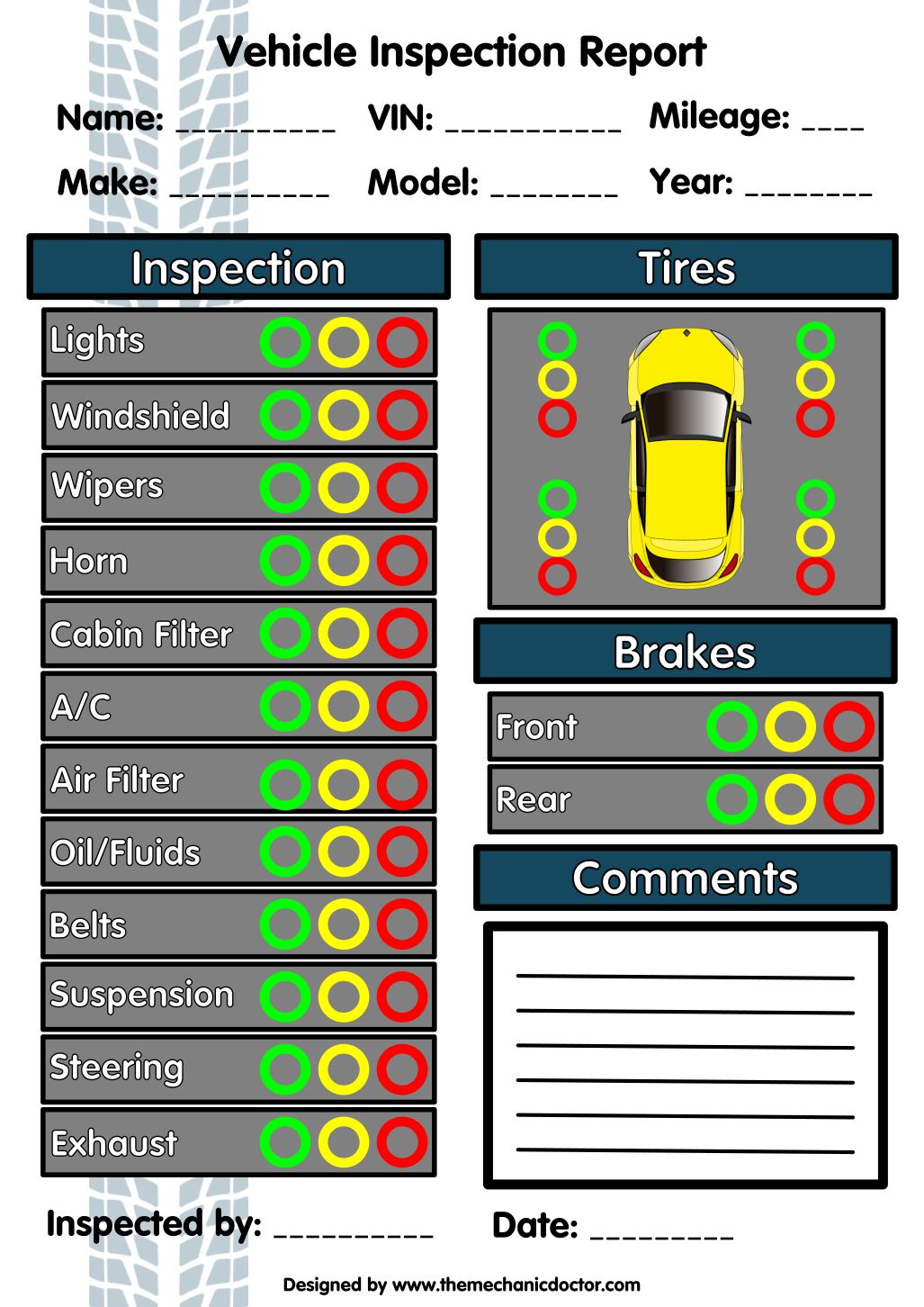 6 Free Vehicle Inspection Forms - Modern Looking Checklists For Today's ...